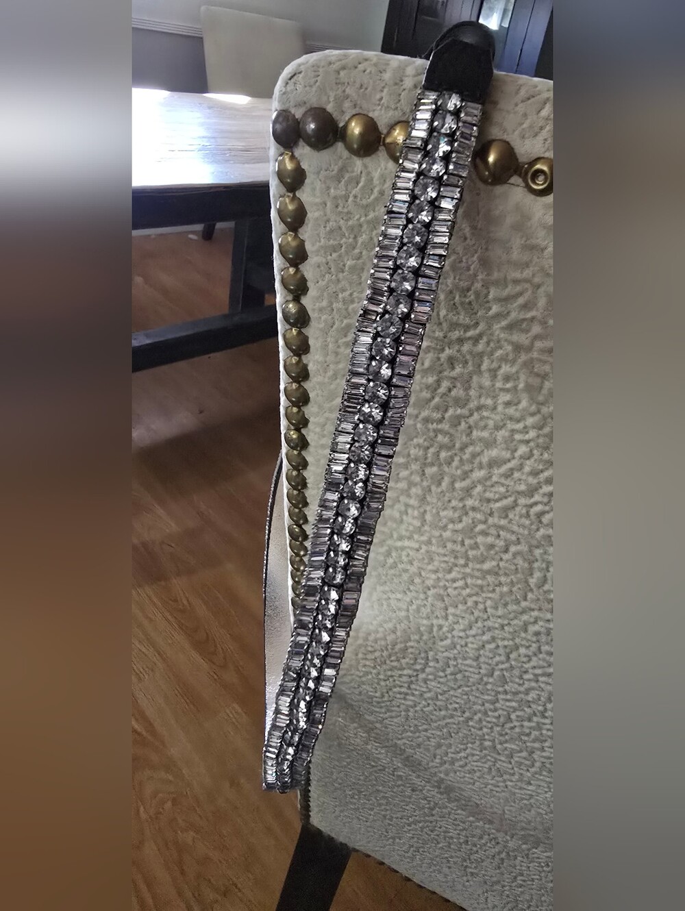 NWT Boden Rhinestone Crystal-Embellished Black Belt.